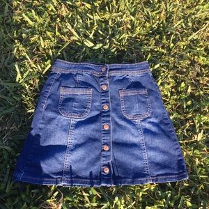 Button down denim skirt